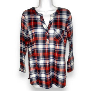 Alter Ego Women’s Plaid Long Sleeve Casual Top, Size 1X